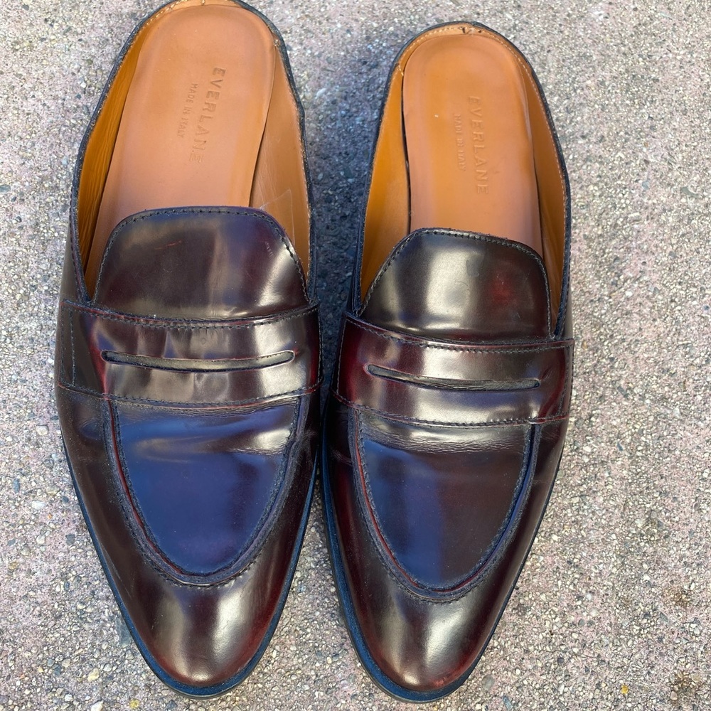 Everlane patent leather ox blood mules